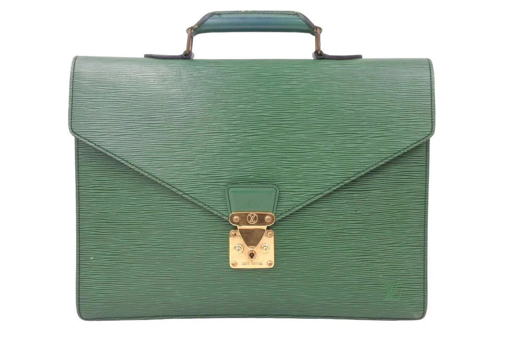Louis Vuitton Epi Serviette Conseiller Business Bag Leather Green